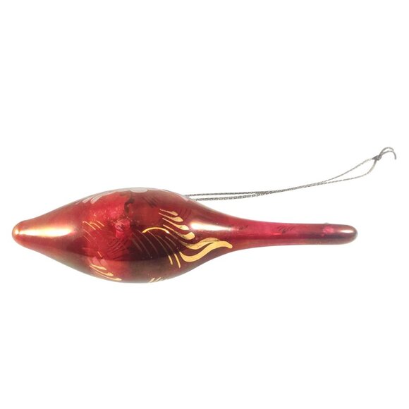 Handcrafted Egyptian Red Glass Ornament With 24K Gold Trim Accents - Picture 6 of 8